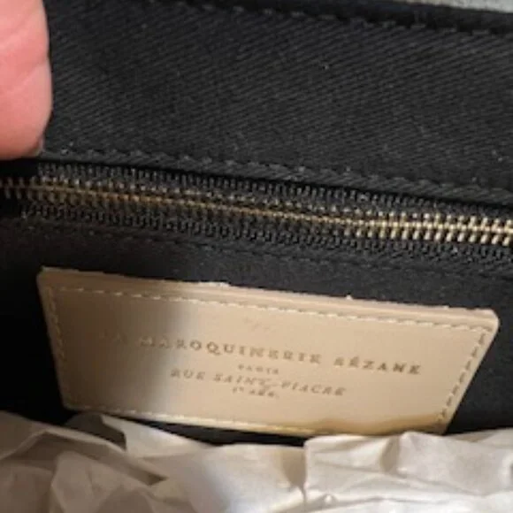 NWT Sezane Milo Classique Mini Beige Patchwork Bag in Leather/Suede - Picture 8 of 10